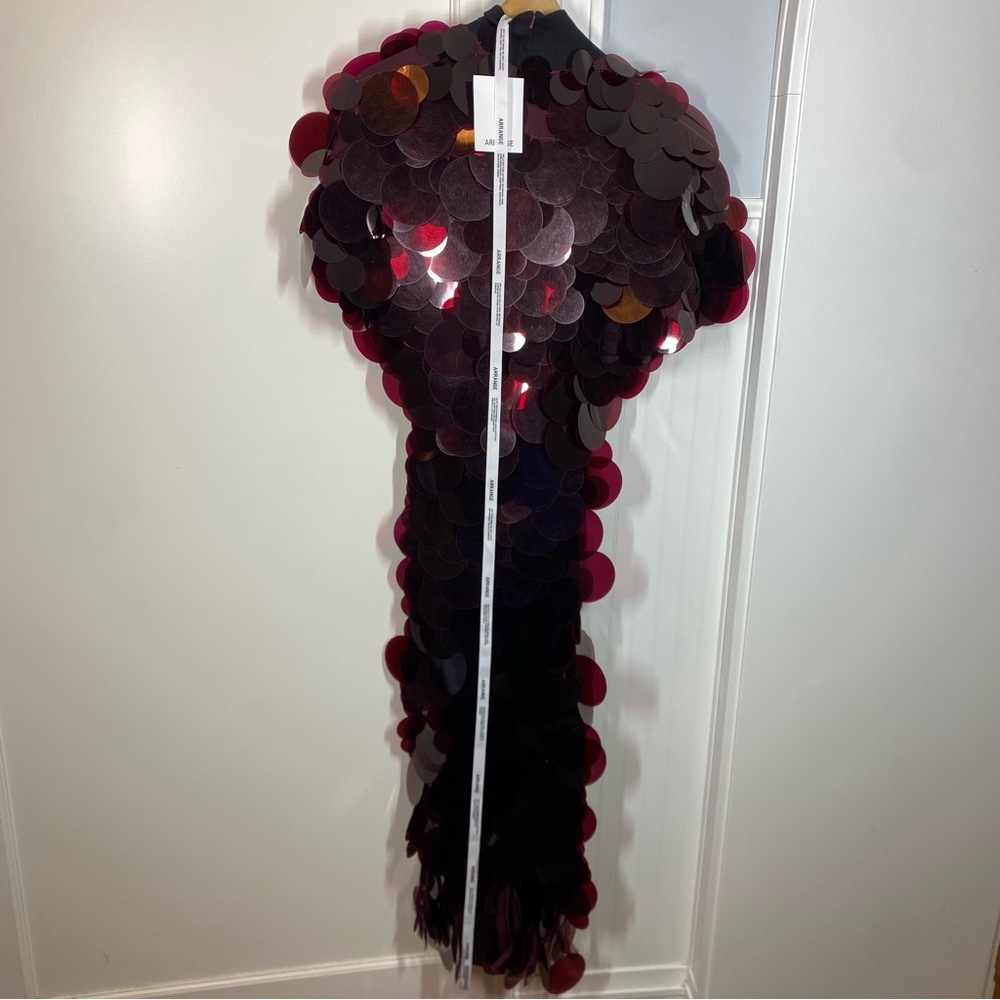 ASOS ARRANGE high neck paillette sequined fringe hem maxi dress in merlot size 2 - Picture 9 of 11